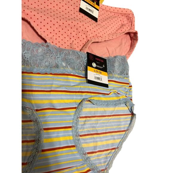 3 NWT NoBo Multi-Color Hipster Panties Lot Size Large‎ (11-13) Lace/Cotton - Picture 4 of 8